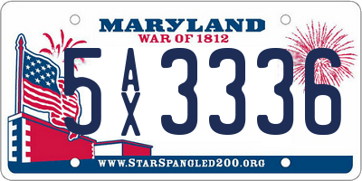 MD license plate 5AX3336
