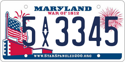 MD license plate 5AX3345