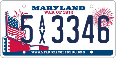 MD license plate 5AX3346
