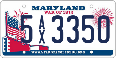 MD license plate 5AX3350