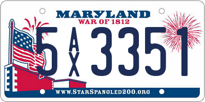 MD license plate 5AX3351