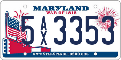 MD license plate 5AX3353