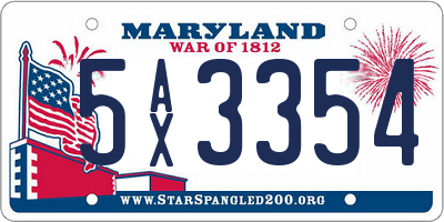 MD license plate 5AX3354