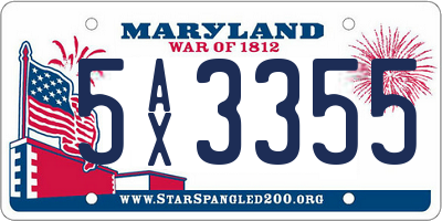 MD license plate 5AX3355