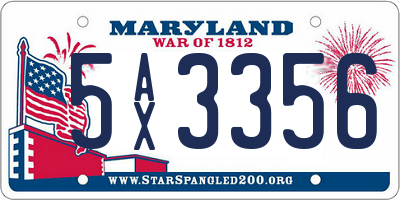 MD license plate 5AX3356