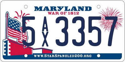MD license plate 5AX3357
