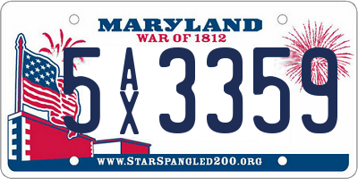 MD license plate 5AX3359