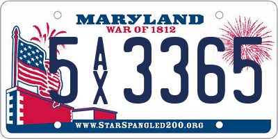 MD license plate 5AX3365