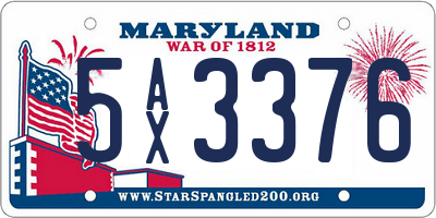 MD license plate 5AX3376