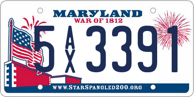MD license plate 5AX3391