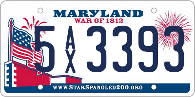 MD license plate 5AX3393