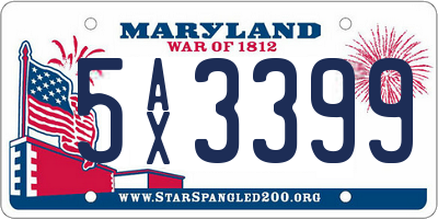 MD license plate 5AX3399
