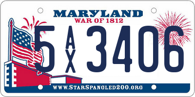 MD license plate 5AX3406