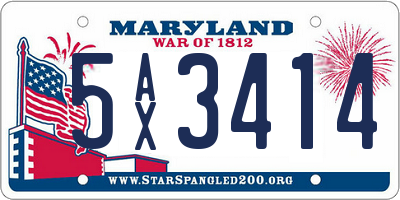 MD license plate 5AX3414