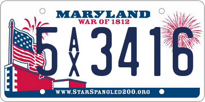 MD license plate 5AX3416