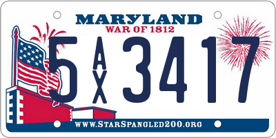 MD license plate 5AX3417