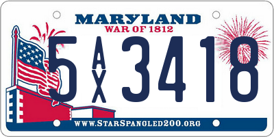MD license plate 5AX3418