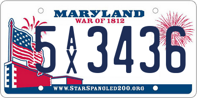 MD license plate 5AX3436
