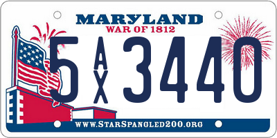 MD license plate 5AX3440