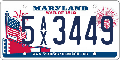 MD license plate 5AX3449