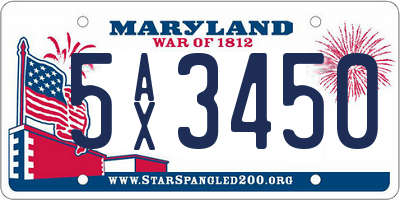 MD license plate 5AX3450