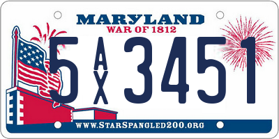 MD license plate 5AX3451
