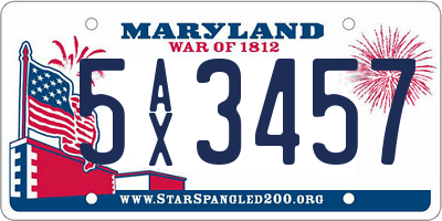 MD license plate 5AX3457