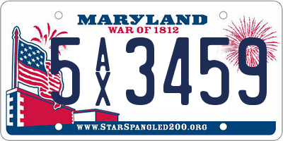 MD license plate 5AX3459
