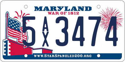 MD license plate 5AX3474