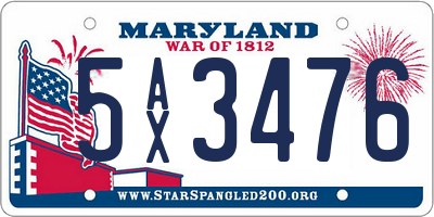 MD license plate 5AX3476