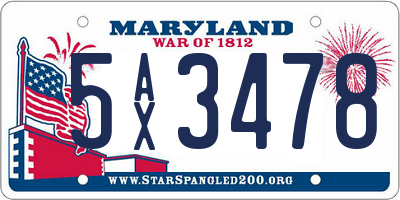 MD license plate 5AX3478