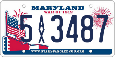 MD license plate 5AX3487