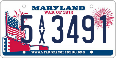 MD license plate 5AX3491