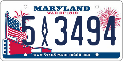 MD license plate 5AX3494
