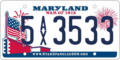 MD license plate 5AX3533