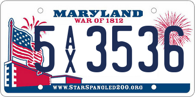 MD license plate 5AX3536