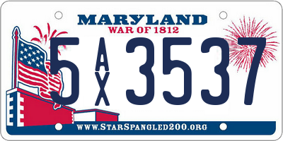 MD license plate 5AX3537