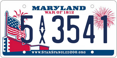 MD license plate 5AX3541