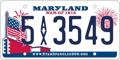 MD license plate 5AX3549