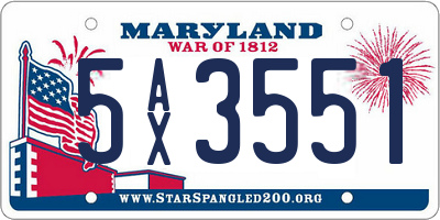 MD license plate 5AX3551