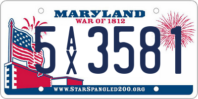 MD license plate 5AX3581