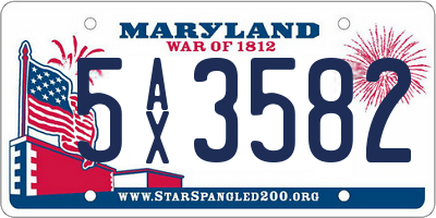 MD license plate 5AX3582