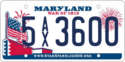 MD license plate 5AX3600