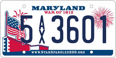 MD license plate 5AX3601