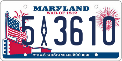 MD license plate 5AX3610