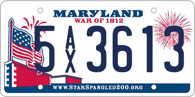 MD license plate 5AX3613