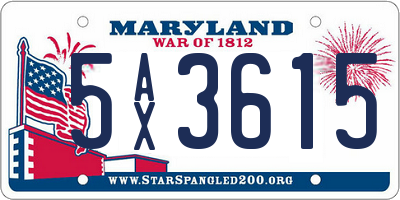 MD license plate 5AX3615