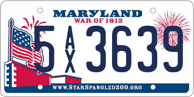 MD license plate 5AX3639