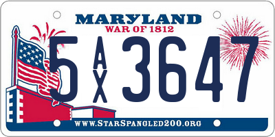 MD license plate 5AX3647