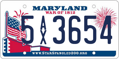 MD license plate 5AX3654
